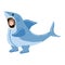 Actor in animal Shark costume. Theme party, Birthday kid, children animator, entertainer wearing performer character for