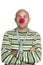 Actor clown posing clown nose and tie