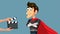 Actor Filming Superhero Action Movie Vector Cartoon Illustration