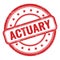 ACTUARY text on red grungy vintage round stamp