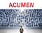 Acumen can be hard to get - pictured as a word Acumen and a maze to symbolize that there is a long and difficult path to achieve
