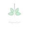 Acupuncture needle and green leaf. Alternative medicine logo, sign, icon. the acupuncture points as places to stimulate nerves,