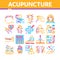 Acupuncture Therapy Collection Icons Set Vector