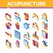 Acupuncture Therapy Isometric Icons Set Vector