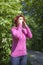 Acute allergy to pollen: woman sneezing