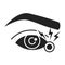 Acute eye pain black glyph icon. Eye inflammation. Allergy symptoms. Isolated vector element. Outline pictogram for web