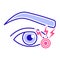 Acute eye pain color line icon. Eye inflammation. Allergy symptoms. Isolated vector element. Outline pictogram for web page,