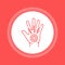 Acute hand pain color button icon. Sprain, injury.