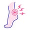 Acute pain foot color line icon. Sprain, injury. Isolated vector element. Outline pictogram for web page, mobile app, promo