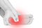 Acute pain in foot. hand massage foot isolated white