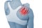 Acute pain in a woman shoulder