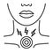 Acute sore throat black line icon. Inflammation larynx. Health problem. Sign for web page, mobile app, banner