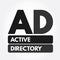 AD - Active Directory acronym, technology concept background