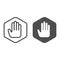 Ad blocker line and solid icon. Shield with hand block. World wide web vector design concept, outline style pictogram on