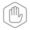 Ad blocker thin line icon. Shield with hand block. World wide web vector design concept, outline style pictogram on