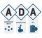 ADA -  Americans with Disabilities Act acronym, medical concept background.