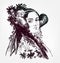 Ada Lovelace vector sketch portrait isolated