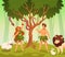 Adam and eve. Bible story scene first man and woman in garden eden, knowledge good and evil, snake of temptation and