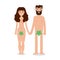 Adam and Eve cartoon character in flat style.