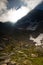 Adamello group, Italian Alps, dramatic mountain landscape.