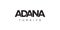 Adana in the Turkey emblem. The design features a geometric style, vector illustration with bold typography in a modern font. The