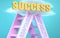 Adaptability ladder that leads to success high in the sky, to symbolize that Adaptability is a very important factor in reaching
