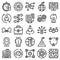 Adaptation icons set, outline style