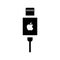 Adapter, apple, bus, cable, connector icon. Black vector graphics