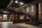 adaptive reuse project with industrial theme, featuring exposed brick and pipes