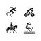 Adaptive sports black glyph icons set on white space