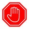 Adblock or red stop sign icon with hand