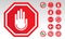 Adblock / red stop sign icon with hand / palm flat icon for apps and websites