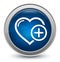 Add favorite heart icon starburst shiny blue round button illustration design concept