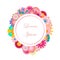 Add filler text circle flowers banner sticker