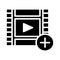 Add filmstrip video glyph flat vector icon