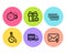 Add gift, Cogwheel timer and Free delivery icons set. Disabled, Ram and Verified mail signs. Vector