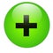 add plus icon symbol on green glassy crystal button