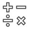 Add, subtract, divide, multiply symbols line, Education concept, Math calculate sign on white background, Basic math