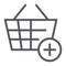 Add to bucket line icon, internet and shop, shopping basket sign, vector graphics, a linear pattern