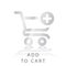 Add to cart icon.  simple line art shopping cart trolley with plus sign shiny metal gradation style vector illustration