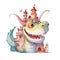 Add a touch of whimsy to your designs with funny dragon and castle clipart for sublimation watercolor, where playful characters