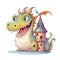 Add a touch of whimsy to your designs with funny dragon and castle clipart for sublimation watercolor, where playful characters