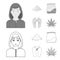 Addict, cocaine, marijuana, corpse.Drug set collection icons in outline,monochrome style vector symbol stock