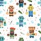 Addicted Men Seamless Pattern, Male Characters Having Pernicious Habits, Drug, Alcoholism, Smoking, Vagrancy Vector