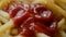 Adding tomato ketchup to french fries