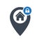 Address icon with padlock sign. Address icon and security, protection, privacy symbol