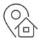 Address line icon, logistics symbol, Map pointer with house vector sign on white background, home address location icon