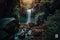 aded, mysterious oasisA Hidden Temple Oasis: Stunning Waterfall in Unreal Engine 5 with Hyper-Detailed Bokeh and Depth of Field