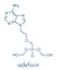 Adefovir hepatitis B and herpes simplex virus HSV drug molecule. Skeletal formula.