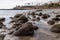 Adeje - Scenic view on the Costa Adeje beach with large stones on Tenerife, Canary Islands, Spain, Europe, EU.